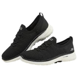 Womens Skechers Go Walk 6  - Fun Waves Black/White Walking Shoes