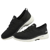 Womens Skechers Go Walk 6  - Fun Waves Black/White Walking Shoes