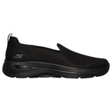 Womens Skechers Go Walk Arch Fit - Grateful Black/Black Slip On Shoes