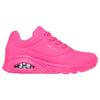 Womens Skechers Uno - Neon Nights Hot Pink Lace Up Sneaker Shoes