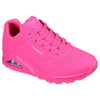 Womens Skechers Uno - Neon Nights Hot Pink Lace Up Sneaker Shoes