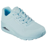 Womens Skechers Uno - Stand On Air Light Blue Lace Up Sneaker Shoes