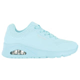 Womens Skechers Uno - Stand On Air Light Blue Lace Up Sneaker Shoes