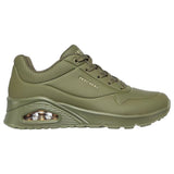 Womens Skechers Uno - Stand On Air Olive Lace Up Sneaker Shoes