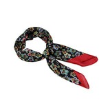 Womens Black With Colourful Flowers Silk Feel Soft Neck Scarf