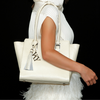 Womens Vky Original Victoria Trapeze Classic Leather Hand Bag Handbag - Cream