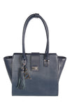 Womens Vky Original Victoria Trapeze Classic Leather Hand Bag Handbag - Navy