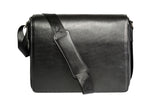 Unisex Vky Konstantine Large Leather Messenger Shoulder Bag Handbag - Black