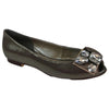 Zasel Crystal Ladies Womens Silver Leather Open Toe Flat Work Dress Casual Shoes