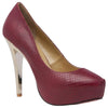Zasel Jayne Womens Ladies Red Burgundy Leather High Gold Stiletto Heels Shoes