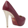 Zasel Jayne Womens Ladies Red Burgundy Leather High Gold Stiletto Heels Shoes