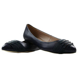 Zasel Lucy Ladies Womens Navy Leather Flat Pointy Flats Work Dress Casual Shoes