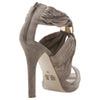 Zasel Peta Ladies Womens Beige Suede Leather High Heels Open Toe Dress Shoes